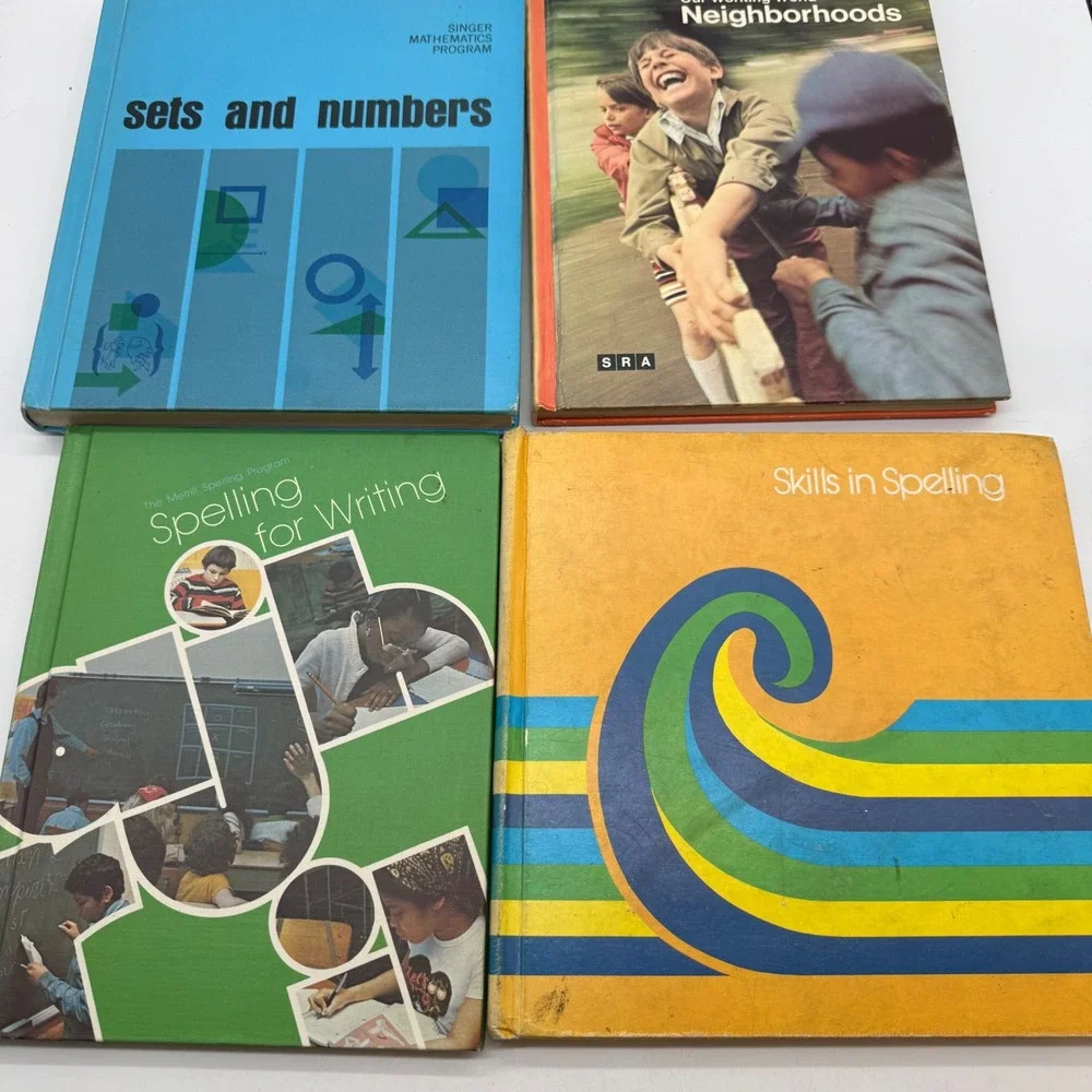 Vintage 1960s 1970s School Textbook Lot SRA Mathematics Spelling Social Studies